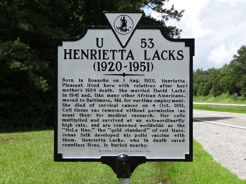 Una targa in ricordo di Henrietta Lacks