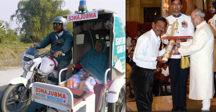 Karimul Haque e la sua moto-ambulanza