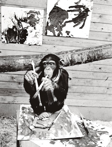 lo scimpanzé Peter che venne fatto passare per un artista francese chiamato Pierre Brassau
