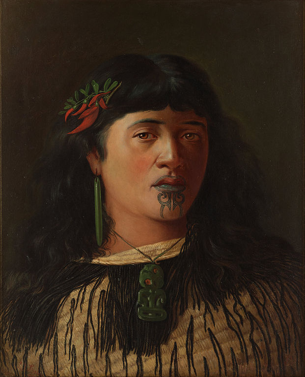 Ritratto di giovane donna Maori con moko, Louis John Steele  (1891)