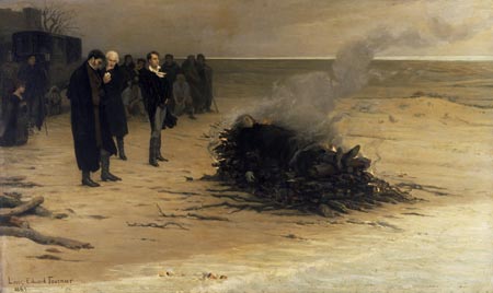 Louis Édouard Fournier, La cremazione di Percy Bysshe Shelley, olio su tela