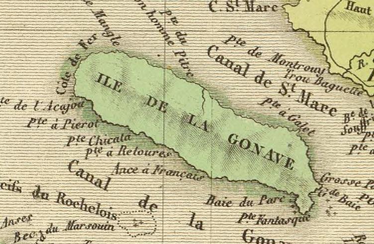 Isola di La Gonâve in una vecchia mappa